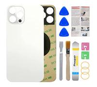 Phoupair Vitre arrière de rechange pour iPhone 12 Pro Max 6,7" tous les transporteurs avec outil de réparation professionnel (argent)