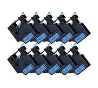PHOVYAFI 10 Pack 12 mm Noir sur Bande d'étiquette Blanche Compatible avec D1 45013 45016 45017 45018 45019 45020 Compatible avec LabelManager 160 280(Black on Blue)