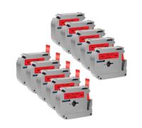 PHOVYAFI 10 PCS RABLEAU MK231 MK MK Compatible avec Les Fabricants d'étiquettes PT-70 PT-80 PT-65 PT-90 MK-131 MK-631(Black on Red)