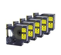 PHOVYAFI 12 mm Noir sur Bande d'étiquette Blanche Compatible avec D1 45013 45016 45017 45018 45019 45020 Compatible avec LabelManager 160 280(5PK-Black-on-Yellow)