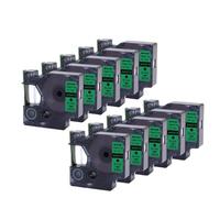 PHOVYAFI 12 mm Noir sur Bande d'étiquette Blanche Compatible avec D1 45013 45016 45017 45018 45019 45020 Compatible avec LabelManager 160 280(10PK-Black-on-Green)