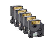 PHOVYAFI 5 Pack 12 mm D1 Tape Tape Compatible avec LabelManager 160 280 260D Modèles Compatible avec 45010 45013 45016 45021 45022 45023 Primantes(Black on Gold)