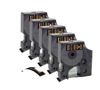 PHOVYAFI 5 Pack 12 mm D1 Tape Tape Compatible avec LabelManager 160 280 260D Modèles Compatible avec 45010 45013 45016 45021 45022 45023 Primantes(Gold on Black)