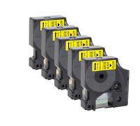 PHOVYAFI 5 Pack 12 mm D1 Tape Tape Compatible avec LabelManager 160 280 260D Modèles Compatible avec 45010 45013 45016 45021 45022 45023 Primantes(Black on Yellow)