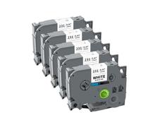 PHOVYAFI 5 Pack Ruban d'étiquette de 12 mm Compatible avec Ruban étiquette laminés Compatible avec TZE231 TZE631 Compatible avec PTH110 Maker(5PK Black on White)