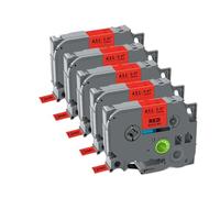 PHOVYAFI 5 Pack Ruban d'étiquette de 12 mm Compatible avec Ruban étiquette laminés Compatible avec TZE231 TZE631 Compatible avec PTH110 Maker(5PK Black on Red)