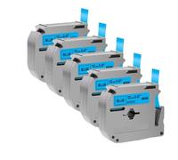 PHOVYAFI 5pcs Tape Adhesive Label Compatible avec MK-231 M-K231 MK-131 Compatible avec PT-70 PT-80(5PK Black on Blue)