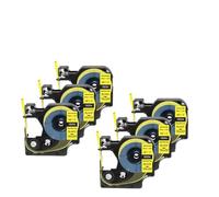 PHOVYAFI 6 Tubes Enveloppement rétractables compatibles avec l'imprimante d'étiquette Bal 37 6 pièces 6/9mm Modèles 18053 18054 18051 18052(9mm Black on Yellow)