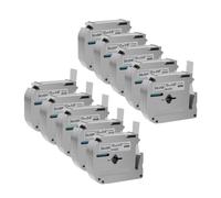 PHOVYAFI MK-231 Tapis d'étiquette Compatible Noir sur Blanc Compatible avec MK231 MK 131 Cartouche D'ÉQUILIR 12MM Compatible avec PT-70(10PK Black on Silver)