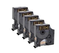 PHOVYAFI Rassette d'étiquette de 12 mm Compatible avec D1 45013 45010 45018 45024 Compatible avec LabelManager 160 280 ColorPop Label Maker 5 / 10pcs(5PK Gold on Black)
