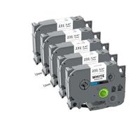 PHOVYAFI Tapis d'étiquette de 12 mm Compatible Compatible avec 5 mm Compatible avec PTH110 Maker Black sur White TZE231 TZ231 TZ-231(Black on White)