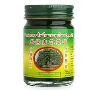PHOYOK Baume aux herbes thaïlandaises vert 50 g - Baume de massage avec menthol & camphor, Clinacanthus Nutans, huile de menthe poivrée et de cannelle - Baume de soin rafraîchissant à usage externe