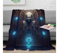 PHQAZWSXE 3D Imprimé Ancient Pharaoh Jeté de Lit Microfibre Literie sci FI numérique Art Couverture de Voyage Cadeau Anniversaire pour Jeunes 40x50inch(100x130cm)