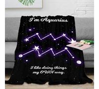 PHQAZWSXE 3D Imprimé Aquarius Zodiac Plaid de Voyage Microfibre Starry Night Design Couverture de Lit Respirante Toutes Saisons pour Adultes Enfants Couples 80×90inch(200x230cm)