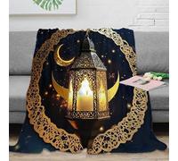PHQAZWSXE 3D Imprimé Arabic Lantern Couverture Microfibre Inaltérable Middle Orientale Decorative Plaid Chaud Cadeau Emménagement pour Nouveaux Propriétaires 40x50inch(100x130cm)