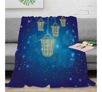 PHQAZWSXE 3D Imprimé Arabic Lanterns Plaid de Voyage Microfibre Compact Night Sky Design Jeté de Salon Cadeau pour Voyageurs Campeurs 50x60inch(127x152cm)