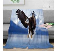 PHQAZWSXE 3D Imprimé Bald Eagle Soaring Couverture Moelleuse Microfibre Literie Sauvage Nature scène Couverture Lavable en Machine Toutes Saisons pour Adultes Jeunes Couples 40x50inch(100x130cm)