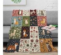 PHQAZWSXE 3D Imprimé Chat Motif Fabric Jeté de Lit Microfibre Chaud Floral Animal Design Plaid de Salon Légère pour Jeunes Salariés Colocataires 40x50inch(100x130cm)
