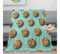 PHQAZWSXE 3D Imprimé Chocolat Chip Cookies Couverture Moelleuse Microfibre Literie Bakery Treat Couverture Lavable en Machine Toutes Saisons pour Adultes Jeunes Couples 40x50inch(100x130cm)