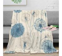 PHQAZWSXE 3D Imprimé Dandelion Design Jeté de Lit Microfibre Chaud Botanical Illustration Couverture Antistatique pour Étudiants Colocataires Jeunes Adultes 80×90inch(200x230cm)
