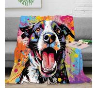 PHQAZWSXE 3D Imprimé DogArtPop Couverture de Lit Microfibre Toutes Saisons VibrantColorStyle Plaid de Voyage Compact Lavable en Machine pour Voyageurs Campeurs Jeunes 70×80inch(180x200cm)
