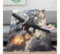 PHQAZWSXE 3D Imprimé Fighter Planes Plaid de Salon Microfibre Moelleux Historical Aerial Couverture Anti-Bouloche Cadeau Anniversaire pour Amoureux 40x50inch(100x130cm)