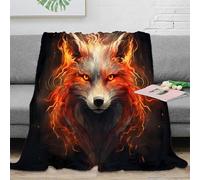 PHQAZWSXE 3D Imprimé Fire Fox Spirit Plaid Microfibre Toutes Saisons Literie Mythique Animal Art Couverture de Lit Anti-Bouloche Infroissable pour Locataires Couples Jeunes 80×90inch(200x230cm)