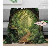PHQAZWSXE 3D Imprimé Forest Tunnel Path Couverture Microfibre Literie Douce Mystical Nature scène Plaid Confortable Cadeau pour Amis Famille Proches 80×90inch(200x230cm)