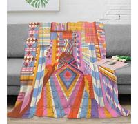 PHQAZWSXE 3D Imprimé Geometric Patterns Couverture Polaire Microfibre Literie Colorful Abstrait Jeté de Lit Cadeau Pâques pour Enfants Famille 50x60inch(127x152cm)