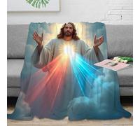 PHQAZWSXE 3D Imprimé Jesus Christ Plaid de Salon Microfibre Literie Religious Art Couverture Polaire Respirante pour Colocataires Jeunes Adultes 60x80inch(150x200cm)