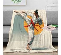 PHQAZWSXE 3D Imprimé Karate Practitioner Plaid de Voyage Microfibre Literie Dynamic Martial Arts Jeté de Salon Inaltérable pour Colocataires Jeunes Adultes 60x80inch(150x200cm)