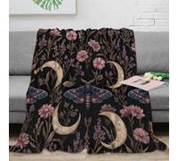 PHQAZWSXE 3D Imprimé MoonlightFlora Couverture Polaire Microfibre Chaud BotanicalFantasyStyle Jeté de Lit Légère Infroissable pour Propriétaires Locataires Adultes 80×90inch(200x230cm)