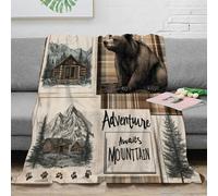 PHQAZWSXE 3D Imprimé Mountain cabane Plaid Microfibre Respirant Literie Rustic Wilderness Sketch Couverture Chaude pour Jeunes Salariés Voyageurs 60x80inch(150x200cm)
