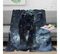 PHQAZWSXE 3D Imprimé Noir Panther Couverture Moelleuse Microfibre Chaud Sauvage Animal Art Couverture Antistatique Lavable en Machine pour Familles Couples Enfants 40x50inch(100x130cm)