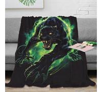 PHQAZWSXE 3D Imprimé Noir Panther Plaid de Voyage Microfibre Compact Fantastique Beast Art Jeté de Canapé Inaltérable pour Étudiants Jeunes Voyageurs 50x60inch(127x152cm)