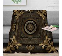 PHQAZWSXE 3D Imprimé Ornate Gold Frame Jeté de Canapé Microfibre Chaud Baroque Decorative Couverture Compacte pour Jeunes Adultes Salariés Voyageurs 40x50inch(100x130cm)