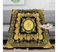 PHQAZWSXE 3D Imprimé Ornate Gold Frame Jeté de Canapé Microfibre Doux Baroque Decorative Couverture de Voyage Cadeau pour Campeurs Amis 40x50inch(100x130cm)