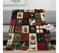 PHQAZWSXE 3D Imprimé Quilt Patterns Couverture Microfibre Respirante fête Patchwork Plaid Chaud Légère pour Étudiants Jeunes Adultes Voyageurs 70×80inch(180x200cm)