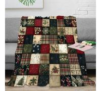 PHQAZWSXE 3D Imprimé Quilt Patterns Couverture Moelleuse Microfibre Literie fête Patchwork Couverture de Lit Anti-Bouloche Toutes Saisons pour Foyers Familles Enfants 70×80inch(180x200cm)