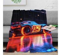 PHQAZWSXE 3D Imprimé Racing Car néon Couverture Moelleuse Microfibre Literie Futuristic Sports Vehicle Couverture de Lit Lavable en Machine pour Jeunes Gammers Locataires 40x50inch(100x130cm)