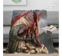 PHQAZWSXE 3D Imprimé Red Dragon Fantastique Couverture Polaire Microfibre Chaud Mythique Creature Art Jeté de Lit Légère pour Étudiants Locataires Jeunes Adultes 50x60inch(127x152cm)
