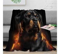 PHQAZWSXE 3D Imprimé Rottweiler Chien Couverture Microfibre Literie Douce Fantastique Art Plaid Confortable Cadeau pour Amis Famille Proches 40x50inch(100x130cm)