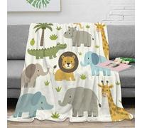 PHQAZWSXE 3D Imprimé Safari Animals Plaid de Salon Microfibre Moelleux Children's Jungle Couverture Antistatique pour Étudiants Colocataires Jeunes 70×80inch(180x200cm)