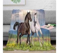 PHQAZWSXE 3D Imprimé Sauvage Horses Galloping Jeté de Lit Microfibre Literie Nature Landscape Couverture de Voyage Cadeau pour Campeurs Voyageurs 70×80inch(180x200cm)