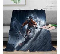 PHQAZWSXE 3D Imprimé Skiing Aventure Plaid de Voyage Microfibre Extreme Mountain Couverture de Lit Respirante Toutes Saisons pour Adultes Enfants Couples 60x80inch(150x200cm)