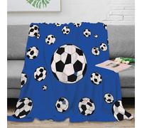 PHQAZWSXE 3D Imprimé SoccerBallPattern Plaid Moelleux Microfibre CartoonStyleDesign Couverture Cadeau Anniversaire pour Couples Amoureux 50x60inch(127x152cm)