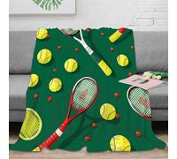 PHQAZWSXE 3D Imprimé Tennis Gear Set Couverture Polaire Microfibre Literie Sporty Flat Design Couverture Anti-Bouloche Cadeau Anniversaire pour Amoureux 80×90inch(200x230cm)