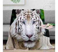 PHQAZWSXE 3D Imprimé Tiger Portrait Plaid Microfibre Infroissable Literie Sauvage Animal Couverture de Lit Douce Chaude pour Adultes Enfants Couples 60x80inch(150x200cm)