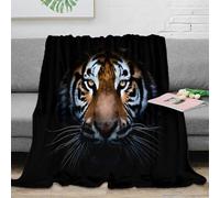 PHQAZWSXE 3D Imprimé Tiger Visage Couverture de Lit Microfibre Anti-Bouloche Sauvage Animal Portrait Jeté de Canapé Cadeau Noël pour Amis Proches 40x50inch(100x130cm)
