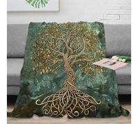 PHQAZWSXE 3D Imprimé Tree Design Jeté de Lit Microfibre Chaud Literie Artistique Knotwork Couverture de Voyage Compact Anti-Bouloche pour Campeurs Voyageurs Jeunes 50x60inch(127x152cm)